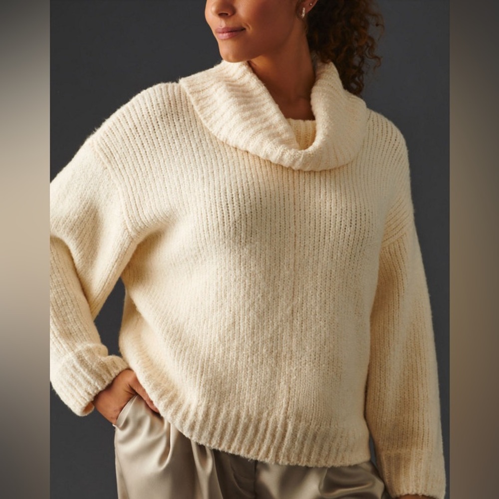 Pilcro Cream Cowl-Neck Knit Sweater